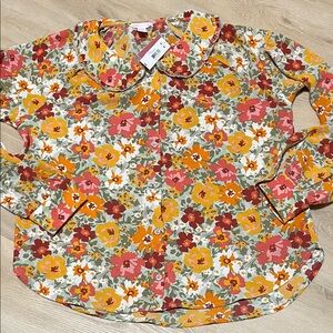 NWT Jillian Harris Joe Fresh Multicolor Floral Collared Shirt Medium
